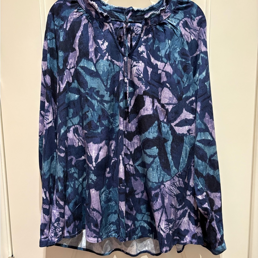 Frank & Eileen Blue and Purple Long Sleeve Top
